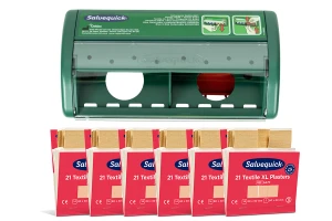 6 wkładów plastrów tekstylnych XL Salvequick Cederroth + Automat do plastrów GRATIS!