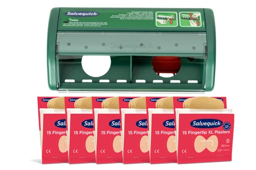 6 wkładów plastrów opuszkowych Salvequick Cederroth + Automat do plastrów GRATIS!