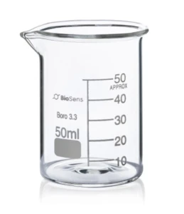 Zestaw 12 szt. Zlewka niska BIOSENS 50ml, z wylewem i podziałką, borokrzem 
