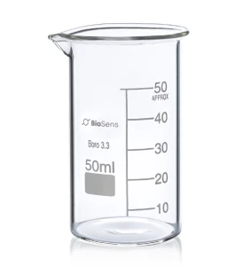 Zestaw 12 szt. Zlewka wysoka BIOSENS 50ml, z wylewem i podziałką, borokrzem 