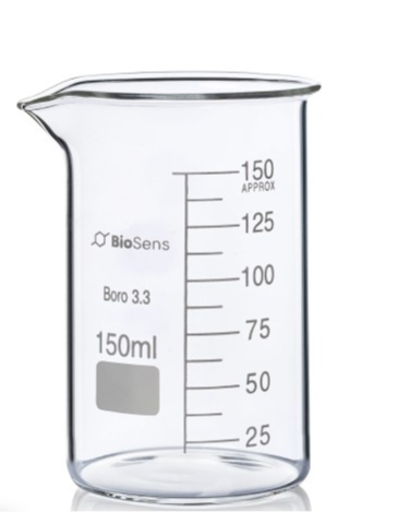 Zestaw 12 szt. Zlewka wysoka BIOSENS 150ml, z wylewem i podziałką, borokrzem