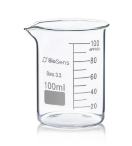 Zestaw 12 szt. Zlewka niska BIOSENS 100ml, z wylewem i podziałką, borokrzem 
