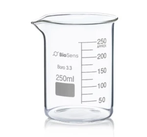 Zestaw 12 szt. Zlewka niska BIOSENS 250ml, z wylewem i podziałką, borokrzem