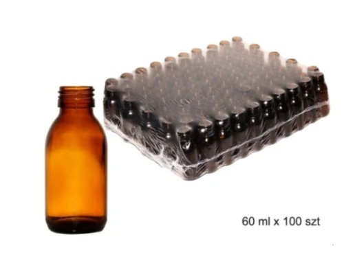 Butelka szklana farmaceutyczna oranż 0060ml bez nakrętki op.zbior.100 szt . 