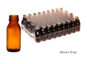 Butelka szklana farmaceutyczna oranż 100 ml bez nakrętki op.zbior. 72 szt .