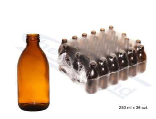 Butelka szklana farmaceutyczna oranż 250 ml bez nakrętki op.zbior. 36 szt. 