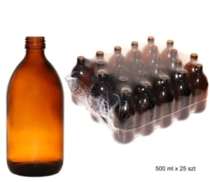 Butelka szklana farmaceutyczna oranż 500 ml bez nakrętki op.zbior. 25 szt. 