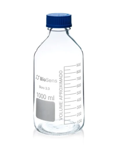 Butelka szklana z niebieską nakrętką BORO 3.3, gwint GL 45 10000ml BIOSENS 