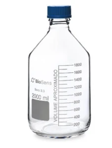 Butelka szklana z niebieską nakrętką BORO 3.3, gwint GL 45 2000ml BIOSENS 