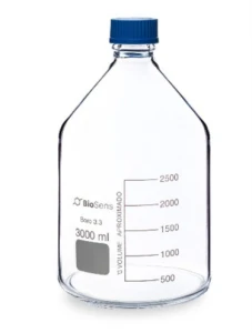 Butelka szklana z niebieską nakrętką BORO 3.3, gwint GL 45 3000ml BIOSENS 