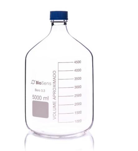 Butelka szklana z niebieską nakrętką BORO 3.3, gwint GL 45 5000ml BIOSENS 