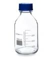 Butelka szklana z niebieską nakrętką SZKŁO NEUTRALNE, gwint GL 45 500ml BIOSENS