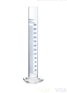 Cylinder miarowy BIOSENS szklany z podziałką 250ml stopa szklana sześciokątna 