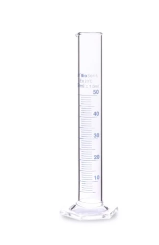 Cylinder miarowy BIOSENS szklany z podziałką 50ml stopa szklana sześciokątna 