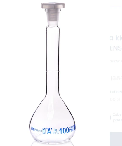 Kolba miarowa klasa A z korkiem PP, 100ml szlif 12/21 BIOSENS