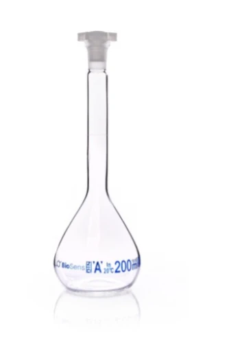 Kolba miarowa klasa A z korkiem PP, 200ml szlif 14/23 BIOSENS 