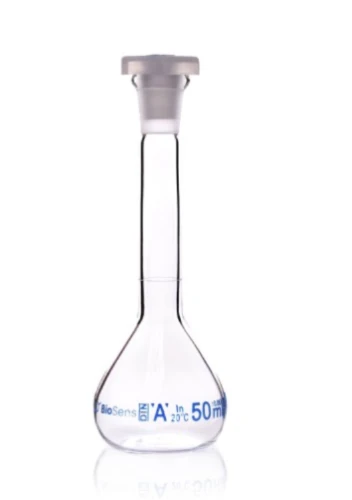 Kolba miarowa klasa A z korkiem PP, 50ml szlif 12/21 BIOSENS 