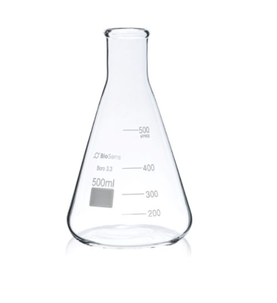 Kolba stożkowa wąska szyja 0500ml BIOSENS