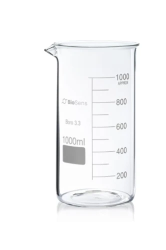 Zestaw 6 szt. Zlewka wysoka BIOSENS 1000 ml, z wylewem i podziałką, borokrzem 
