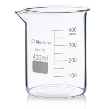 Zestaw 8 szt. Zlewka niska BIOSENS 400ml, z wylewem i podziałką, borokrzem 