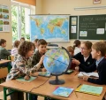 Orbito globus podświetlany polityczno-fizyczny, kula 30 cm