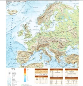 Europa fizyczna - nakładka magnetyczna na tablice 82x97 cm