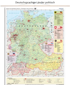 Deutschsprachige Länder politisch - mapa ścienna w języku niemieckim