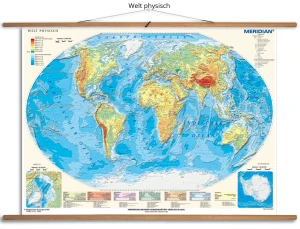 Welt physisch - ścienna mapa fizyczna świata w języku niemieckim