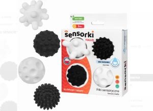 Sensorki Tullo, Piłki sensoryczne 4 szt. Bez dziurki. Czarno-Białe