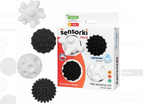 Sensorki Tullo, Piłki sensoryczne 4 szt. Bez dziurki. Czarno-Białe