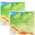 Polska - mapa szkolna fizyczna do ćwiczeń dwustronna 145x140 cm