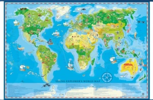Young Explorer's World Map - mapa w języku angielskim dla dzieci 140x100 cm