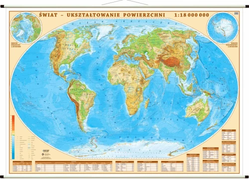 Świat - mapa szkolna ścienna fizyczna XXL 194x140 cm