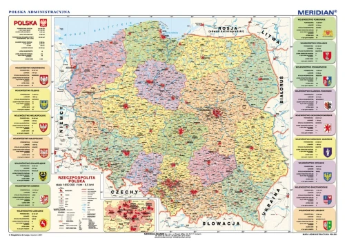 Mapa administracyjna Polski (2018) - mapa ścienna