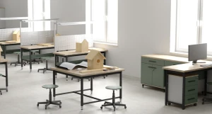 Taboret laboratoryjny na podnośniku gazowym (kółka)