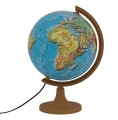 Globus 320 mm Mapa Fizyczna 3D - Podświetlany - drewniana nóżka