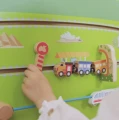 VIGA Drewniana Tablica Sensoryczna-Manipulacyjna EDU Pociąg