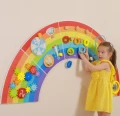 VIGA Drewniana Tablica Sensoryczno-Manipulacyjna EDU Tęcza Certyfikat FSC
