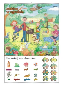 Poszukaj na obrazku – rodzina w ogrodzie
