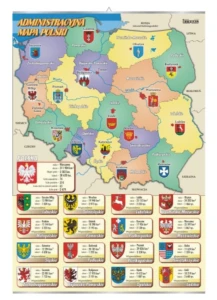 Mapa administracyjna Polski z herbami