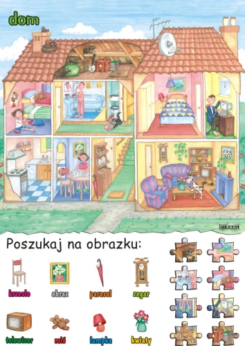 Poszukaj na obrazku – dom , plansza edukacyjna