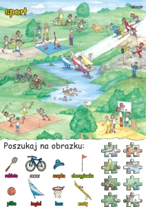 Poszukaj na obrazku – sport, plansza edukacyjna
