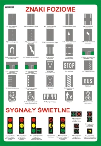 Znaki poziome i sygnały świetlne - plansza edukacyjna 