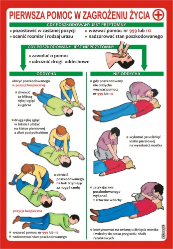 Pierwsza pomoc w zagrożeniu życia - plansza edukacyjna 