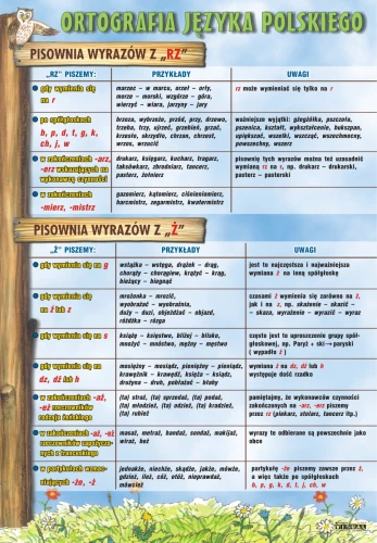 Pisownia z „rz” i „ż” - plansza edukacyjna
