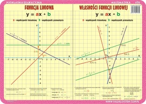 Funkcja liniowa, twierdzenie Pitagorasa, okrąg, koło - podkładka edukacyjna 