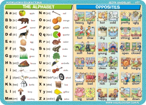 The alphabet, opposites, what are they doing, professions - podkładka edukacyjna 