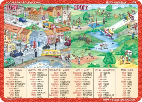 Town, sport, home, family - podkładka edukacyjna 