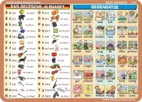 Das Alphabet, die Gegensätze, was machen sie, die Berufe - podkładka edukacyjna 