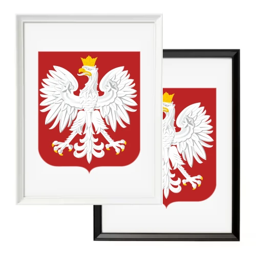 Godło Polski w ramie drewnianej klasycznej 30 × 40 cm - różne kolory ramy 